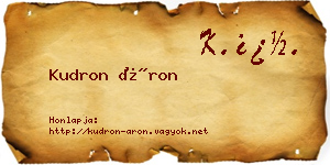 Kudron Áron névjegykártya