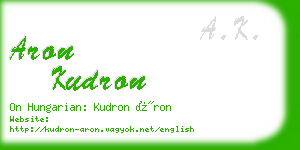 aron kudron business card